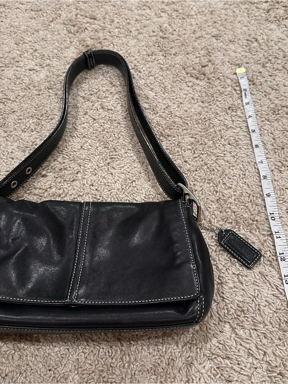 Coach Black Leather Convertible Crossbody/Shoulder Bag #9848